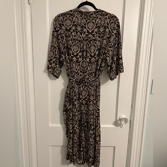 Merona Size 20W brown printed faux wrap dress - Picture 3 of 5